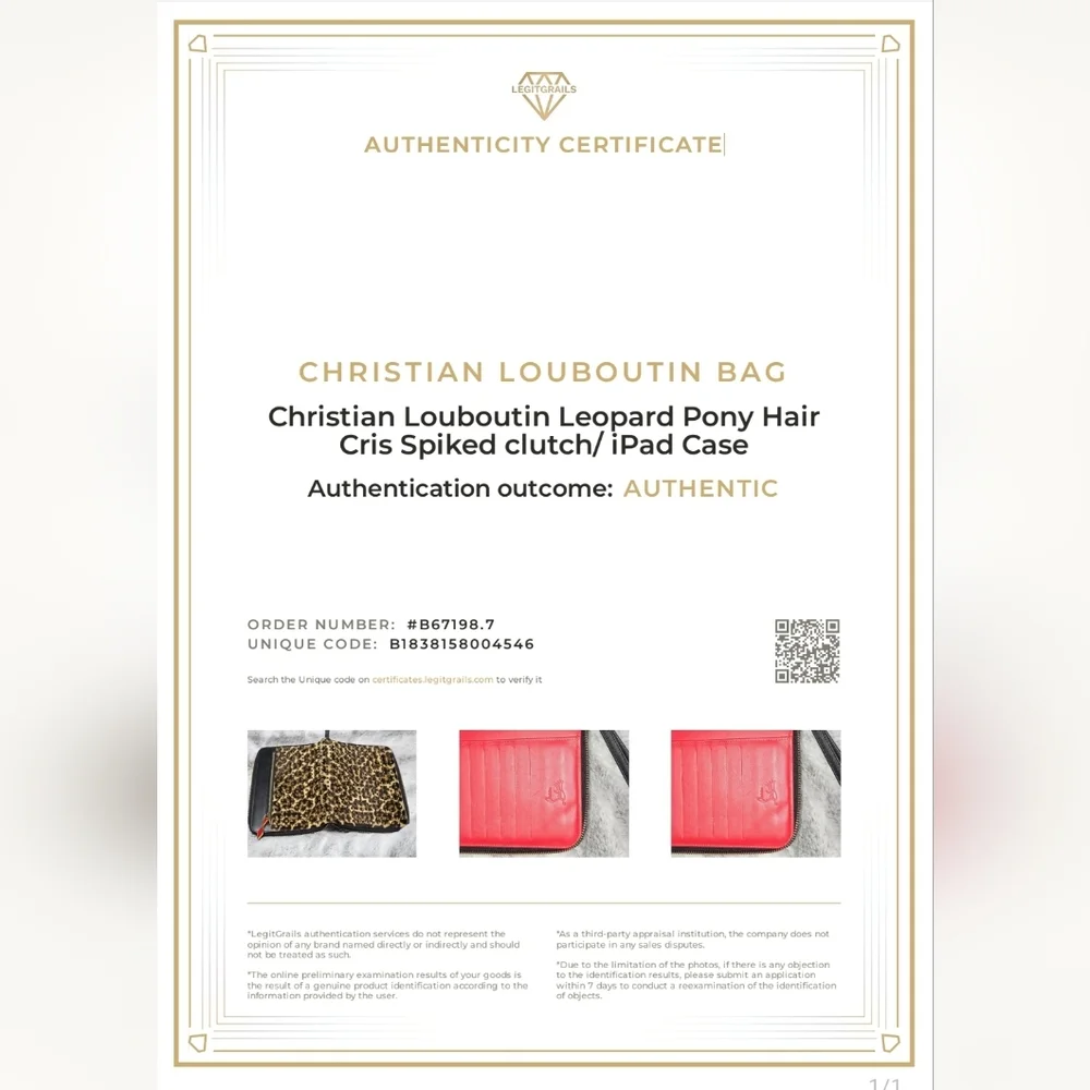 Rare Find-Christian Louboutin Leopard Pony Hair Cris Spiked Clutch/iPad Case COA